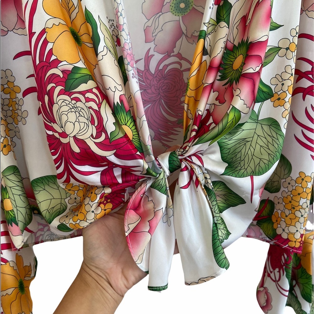 ZARA TROPICAL PATTERN RETRO BLOUSE - Picture 6 of 10